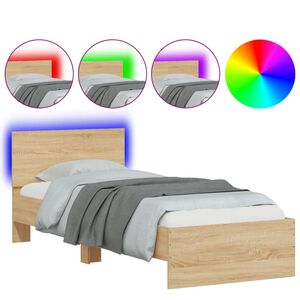 vidaXL Cadre de lit sans matelas avec lumi&egrave;res LED 75x190 cm