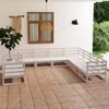 vidaXL Salon de jardin 9 pcs Blanc Bois de pin massif