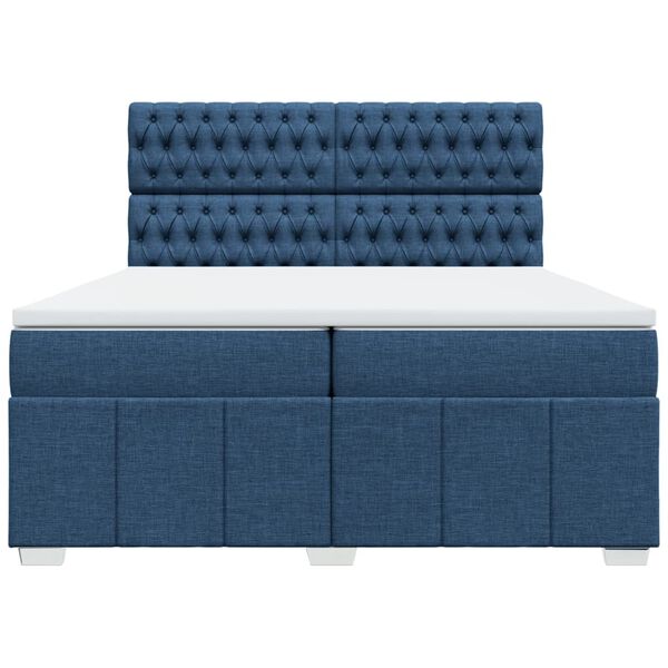 vidaXL Sommier &agrave; lattes de lit avec matelas Bleu 200x200 cm Tissu