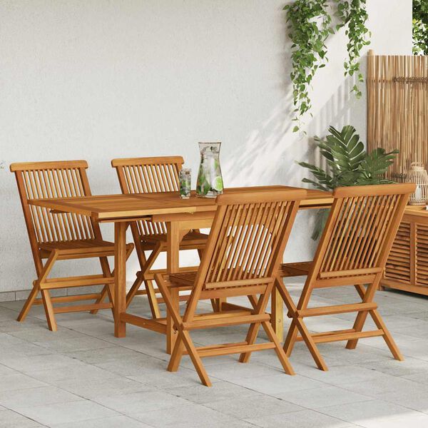 vidaXL Ensemble &agrave; manger de jardin 5 pcs Bois de teck massif