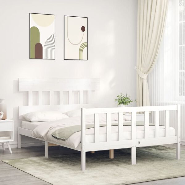 vidaXL Cadre de lit sans matelas blanc 140x200 cm bois de pin massif