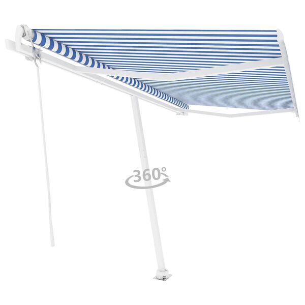 vidaXL Auvent automatique sur pied 400x300 cm Bleu et blanc