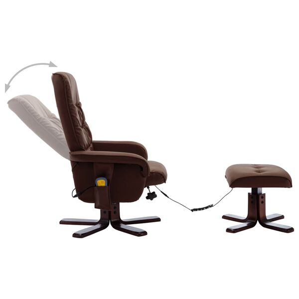 vidaXL Fauteuil de massage inclinable et repose-pied Marron Similicuir