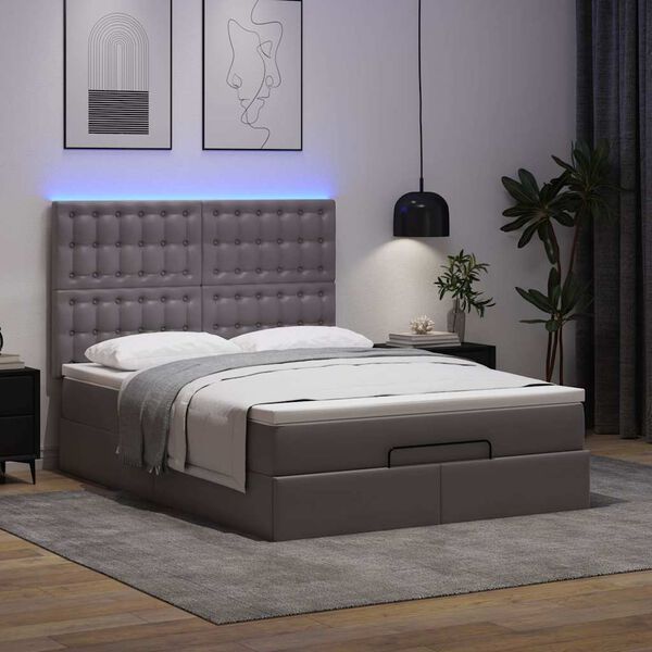 VidaXL Cadre de lit ottoman avec matelas gris 140x190 cm similicuir