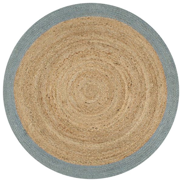 vidaXL Tapis fait &agrave; la main Jute avec bord vert olive 150 cm