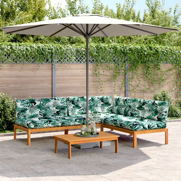 vidaXL Salon palette de jardin avec coussins 4pcs bois d'acacia massif