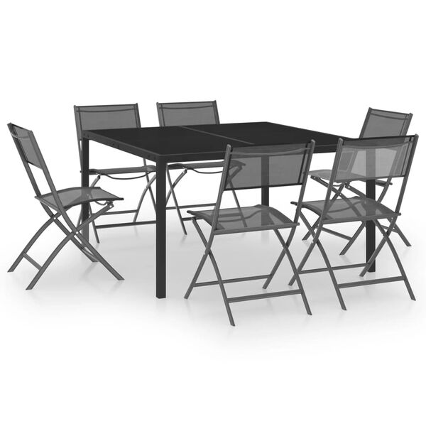 vidaXL Mobilier de salle &agrave; manger d'ext&eacute;rieur 7 pcs Acier