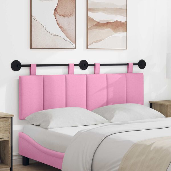 vidaXL T&ecirc;te de lit suspendue Montage mural Rose 150 x 55 x 5 cm tissu