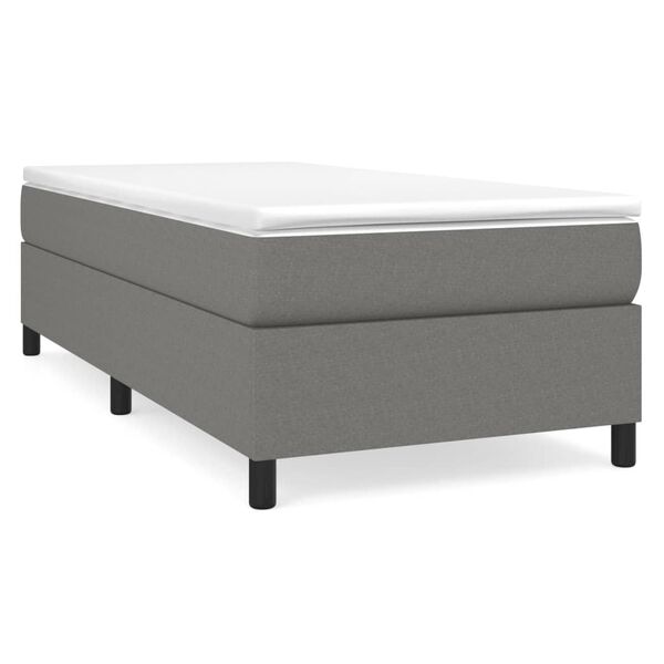 vidaXL Sommier &agrave; lattes de lit avec matelas Gris fonc&eacute; 90x200 cm Tissu