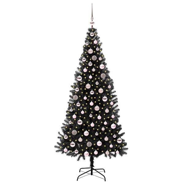 vidaXL Sapin de No&euml;l avec 300 LED avec support Noir 210 cm PVC
