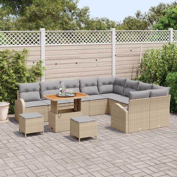 vidaXL Ensemble de canap&eacute; de jardin 12 pcs Beige et Gris clair