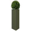 vidaXL Jardini&egrave;res 2 pcs vert olive triangulaire 30x26x75 cm acier