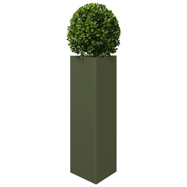 vidaXL Jardini&egrave;res 2 pcs vert olive triangulaire 30x26x75 cm acier