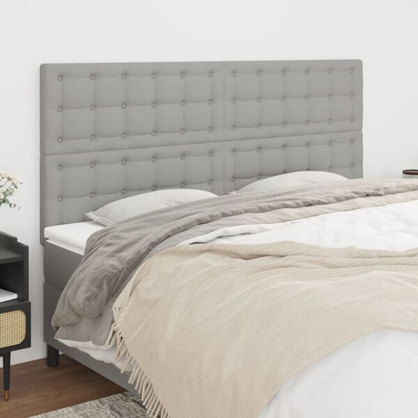 vidaXL T&ecirc;tes de lit 4 pcs gris clair 80x5x78/88 cm tissu