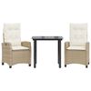 vidaXL Ensemble &agrave; manger de jardin et coussins 3 pcs Beige poly rotin