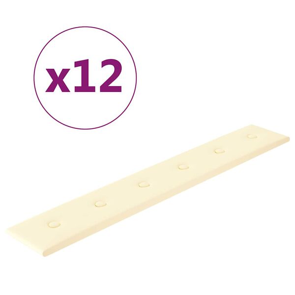 vidaXL Panneaux muraux 12 pcs Cr&egrave;me 90x15 cm Similicuir 1,62 m&sup2;