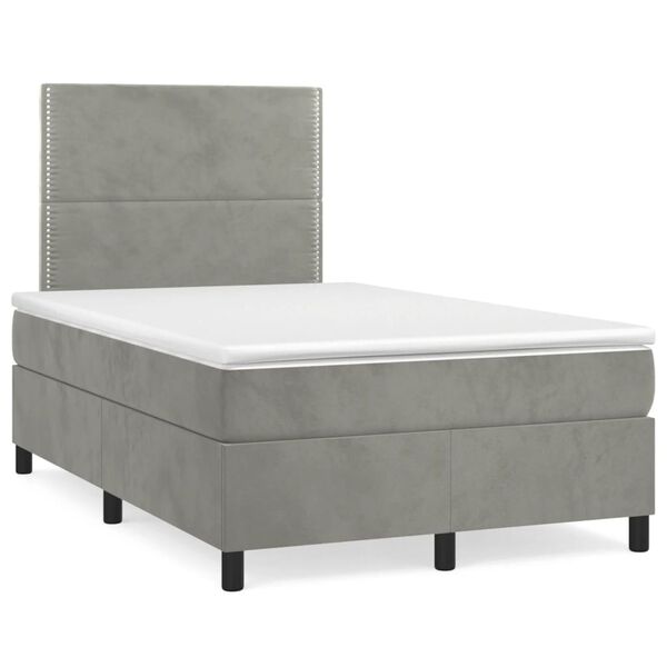vidaXL Sommier &agrave; lattes de lit et matelas gris clair 120x190cm velours