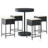 vidaXL Ensemble de bar de jardin 5 pcs avec coussins noir poly rotin