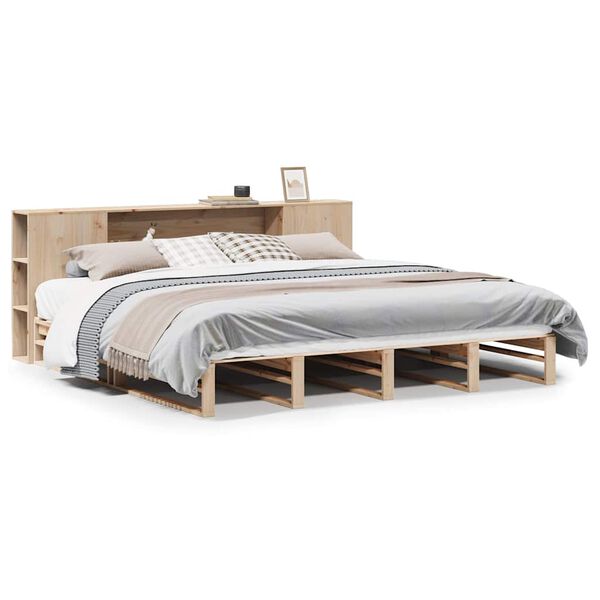 vidaXL Lit biblioth&egrave;que sans matelas 200x200 cm bois massif