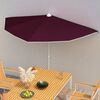 vidaXL Demi-parasol de jardin avec m&acirc;t 180x90 cm rouge bordeaux