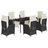 vidaXL Ensemble &agrave; manger de jardin coussins 7pcs Noir R&eacute;sine tress&eacute;e