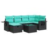 vidaXL Salon de jardin 6 pcs avec coussins noir r&eacute;sine tress&eacute;e