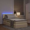 vidaXL Lit avec rangement et LED avec matelas Cr&egrave;me 100 x 200 cm tissu