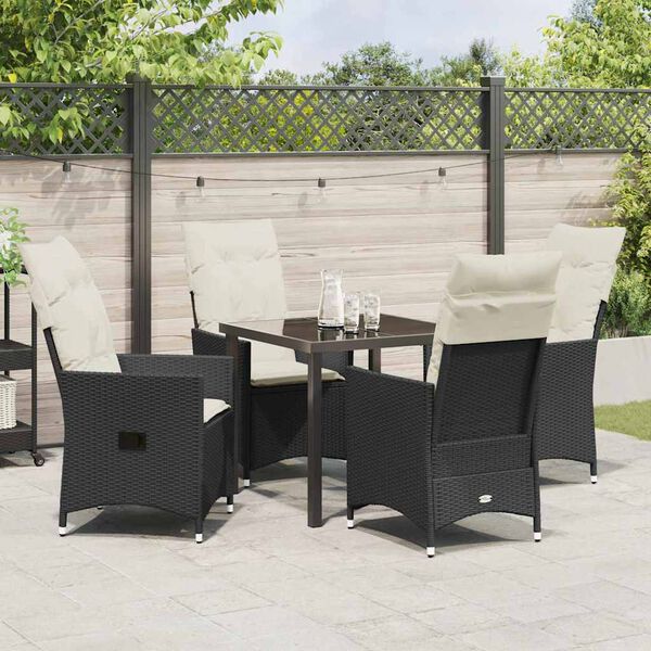 vidaXL Ensemble de salle à manger pour jardin 5 pcs Noir polyrotin