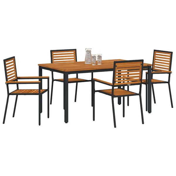 vidaXL Ensemble de salle &agrave; manger pour jardin 5 pcs Noir et Marron