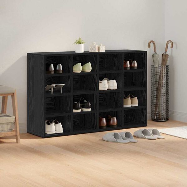 vidaXL Cabinet &agrave; chaussures avec &eacute;tag&egrave;re Ch&ecirc;ne noir 103 x 30 x 67 cm