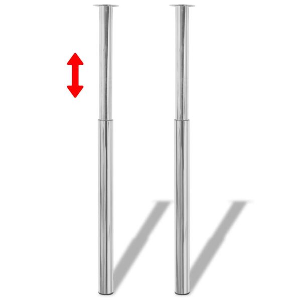 vidaXL Pieds de table t&eacute;lescopique 2 pcs Chrome 710 mm - 1100 mm