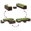 vidaXL Salon de jardin avec coussins 8 pcs marron r&eacute;sine tress&eacute;e