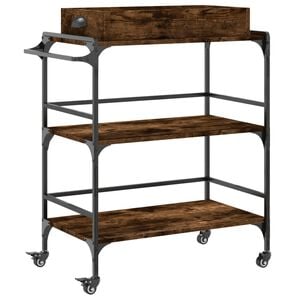 vidaXL Chariot de cuisine chêne fumé 81,5x41x92,5 cm bois d'ingénierie