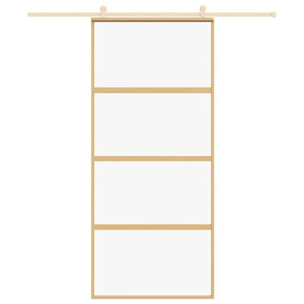 vidaXL Porte coulissante dor&eacute; 90x205 cm verre ESG clair et aluminium