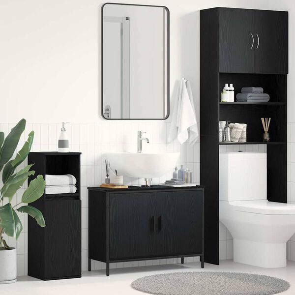 vidaXL Meuble de Lavabo de Salle de Bain Ch&ecirc;ne noir 80 x 30 x 60 cm