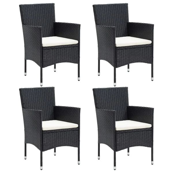 vidaXL Ensemble &agrave; d&icirc;ner de jardin avec coussins 5 pcs poly rotin noir