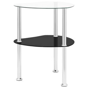 vidaXL Table 2 niveaux Transparent et noir 38x38x50 cm Verre tremp&eacute;