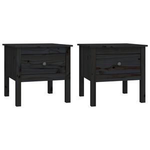 vidaXL Tables d'appoint 2 pcs Noir 50x50x49 cm Bois massif de pin