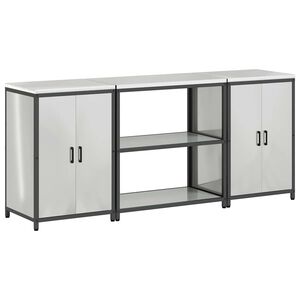 vidaXL Ensemble de rangement cuisine HATTEM 3 pc Argent&eacute;