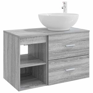 vidaXL Ensemble de mobilier de salle de bain 2 pcs Sonoma gris