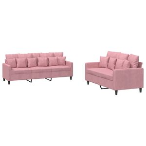 vidaXL Ensemble de canap&eacute;s 2 pcs avec coussins Rose Velours