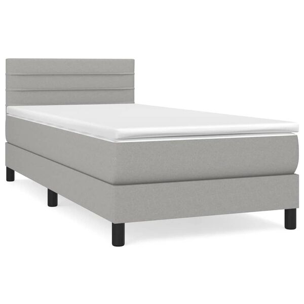 vidaXL Sommier &agrave; lattes de lit avec matelas Gris clair 80x200 cm Tissu