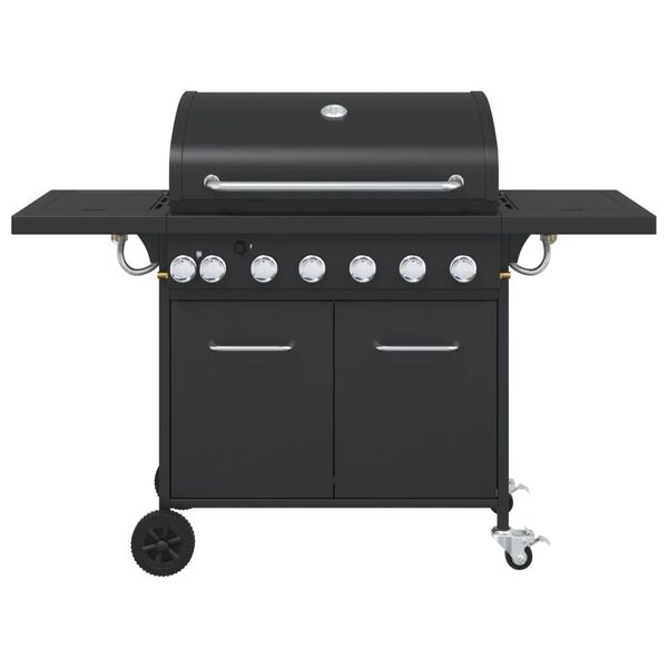 vidaXL Barbecue gril à gaz avec 7 brûleurs noir acier enduit de poudre