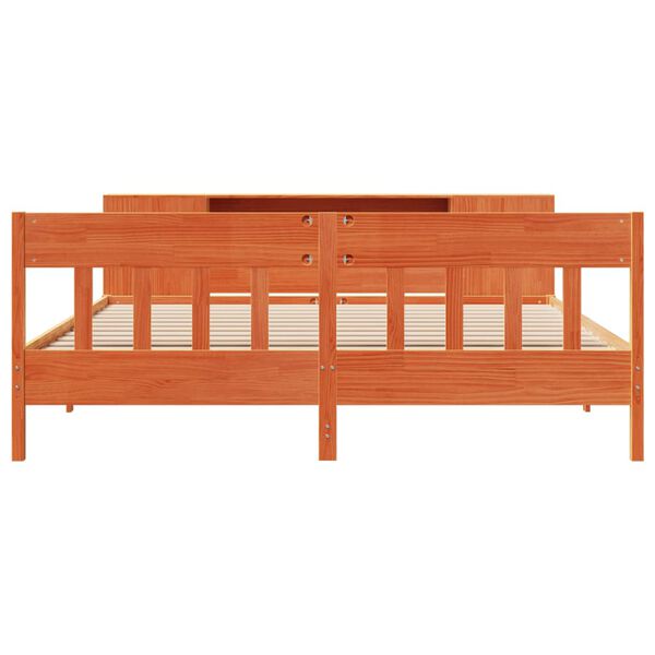 vidaXL Lit bibliothèque sans matelas cire marron 180x200 cm pin massif