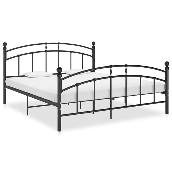vidaXL Cadre de lit avec t&ecirc;te de lit sans matelas noir 160x200cm m&eacute;tal