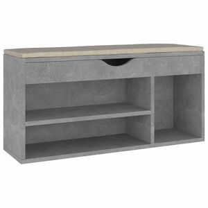 vidaXL Banc &agrave; chaussures avec coussin Gris b&eacute;ton Bois d'ing&eacute;nierie
