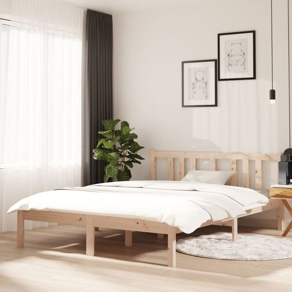 vidaXL Cadre de lit sans matelas bois massif 135x190 cm