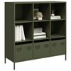 vidaXL Buffet haut vert olive 101,5x39x103,5 cm acier