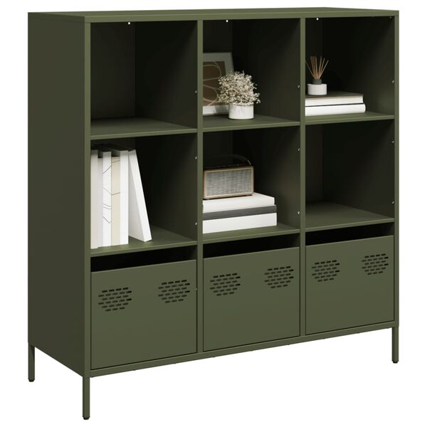 vidaXL Buffet haut vert olive 101,5x39x103,5 cm acier