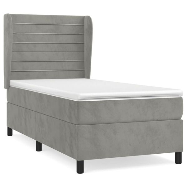 vidaXL Sommier &agrave; lattes de lit et matelas Gris clair 80x200 cm Velours